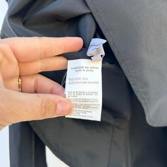 Yohji Yamamoto Taffeta Designer Blouse High Fashion Black Blouse Silk Collar S - Picture 10 of 12